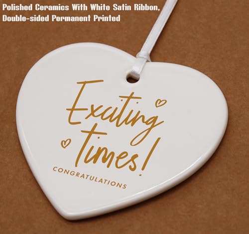 Congrats Party Decor, Exciting Times, Good Luck, You've Got This - Heart Shaped Engagement & Wedding Gift Ornament with Box