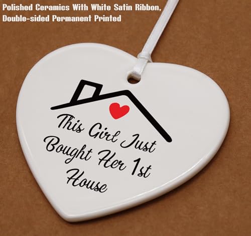 This Girl Just Bought Her 1st House - Congrats Realtor to Homeowner - Happy New Home - First Time House Gift - Housewarming Presents - Heart Shaped Ornament With Gift Box