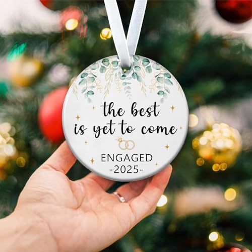 Wedding Gifts Engagement Gifts for Couples 2025 First Christmas Engaged Ornament 2025 Just Engaged Bachelorette Gift Happy Engagement Gift for Newly Engageds Couples Bride to be Her Women Fiance(5)