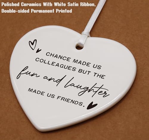Colleague Promotion New Job Gift-Coworker Goodbye Farewell Leaving Away Gift-Retirement Present-Chance Made Us Colleague-Ceramic Heart Ornament Keepsake Sign Plaque Decor Present-Double Sided Printing