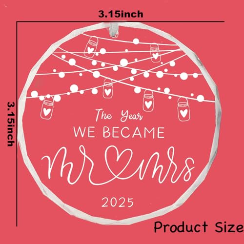 Wedding Gifts - Mr and Mrs Gifts Ornament 2025, Bridal Shower Surprise for Bride, Engagement Decor for Couples, Acrylic Décor with Gift Box for Newlyweds, Christmas Newlywed Ornament