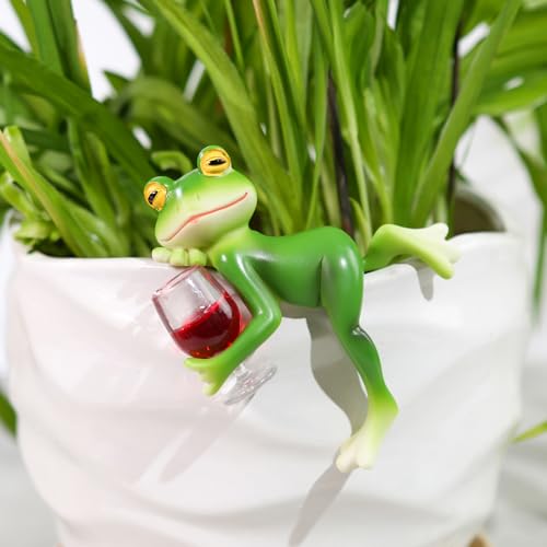 Miniature Frog Figurines Plant Decorations for Pots, Funny Frog Garden Decor Outdoor Gifts Women Frog Statue Planter Hugger for Flower,Yard,Lawn Ornament,3.94"x2.12"x3.94