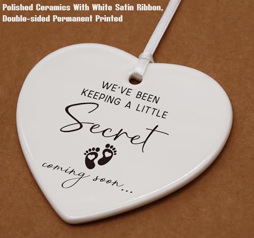 Baby Pregnancy Announcement Gifts-Promoted to Grandparents,Grandma,Grandpa,Aunt,Uncle-Baby Coming Soon-New Baby Reveal Gifts for Mom Dad Sister Brother Friends Heart Shaped Ornament