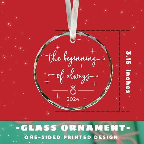 Engagement Gifts for Couples - Gifts for Newly Engaged Couples - Happy Engagement Ornament for Her, Bride, Bride to Be - Just Engaged for Her - Glass Ornament