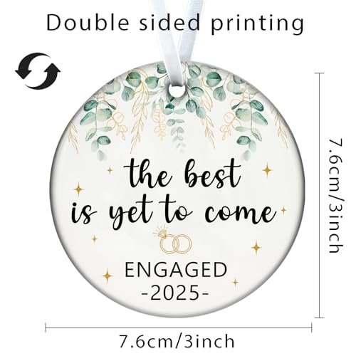 Wedding Gifts Engagement Gifts for Couples 2025 First Christmas Engaged Ornament 2025 Just Engaged Bachelorette Gift Happy Engagement Gift for Newly Engageds Couples Bride to be Her Women Fiance(5)