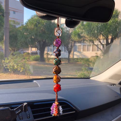 Anjiucc 7 Chakra Healing Crystals Feng Shui Hanging Ornament Car Ornament Meditation Hanging Ornament Window Ornament for Home Decor Party Decor