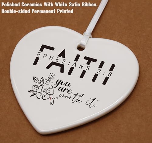 Christian Scripture Bible Verse Ornament Decor Gifts, Inspirational Gift for Her, Faith, You Worth It - Affirmations for Women Heart Shaped Ornament