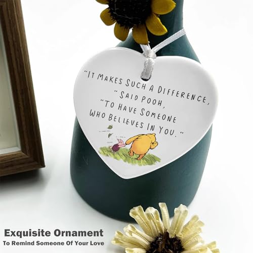 Teacher Mentor Appreciate Gift-It Makes Such A Difference-Teacher Month, Ceramic Heart Ornament Keepsake Plaque Decor Gift-Double-Sided Printing
