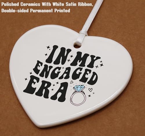 Engagement Gifts for Her Women,Bride to Be-Bridal Shower Gifts,Bachelorette Present for Bride,Future Mrs, Fiance,Newly Engaged Present-Ceramic Heart Shaped Ornament-in My Engaged Era