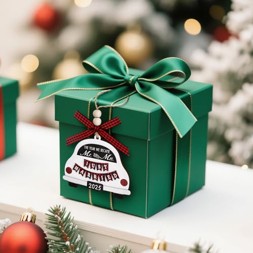 Wedding Gifts for Couples 2025, Christmas Married Wood Hanging Ornament 2025 Christmas Mr and Mrs Gifts Bridal Shower Bride to Be Gift Wedding Gift for Newlyweds Just Married Decorations