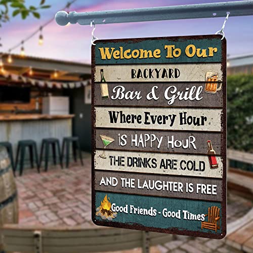 All Over Printed, Backyard Bar & Grill Rules Metal Sign 12x16 Inches, Funny Rules, Porch Decor, Outdoor Decorations