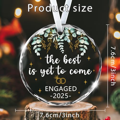 Wedding Gifts Engagement Gifts for Couples 2025 First Christmas Engaged Ornament 2025 Just Engaged Bachelorette Gift Happy Engagement Gift for Newly Engageds Couples Bride to be Her Women Fiance(6)