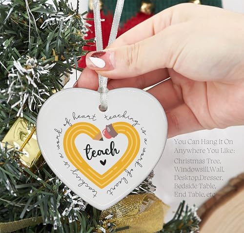 Teaching is a Work of Heart-Rainbow Teacher Appreciation Gifts,Teacher Gifts,Thank You Gifts for Teachers,Teachers Appreciation Week Gifts, for Teacher-Heart Shaped Ornament