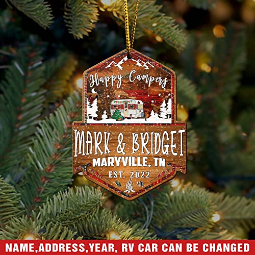 All Over Printed, Camping Ornaments, Campsite Camper Ornament, Christmas Tree Ornaments, 3.5" Wood Ornament 2 Sided, Gift for Family, Friend