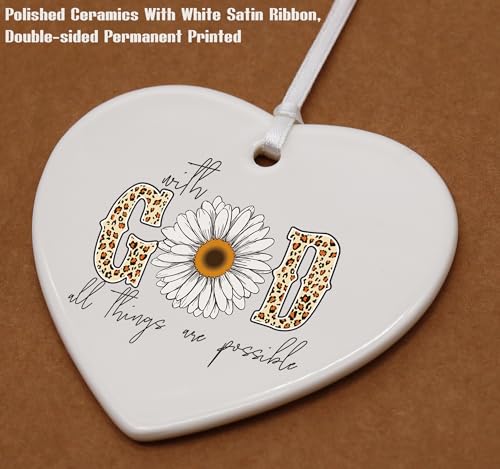 Christian Scripture Religious Bible Verse Gifts for Women,Inspirational Present for Her,Affirmations Present for Women Girls, Heart Shaped Ornament-with God All Things are Possible