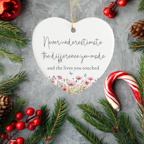 Thank You Gifts for Women Appreciation Gifts for Employee Never Underestimate The Difference You Made Ceramic Ornament Retirement Going Away Farewell Gift for Coworkers Teachers Nurses Employee Boss
