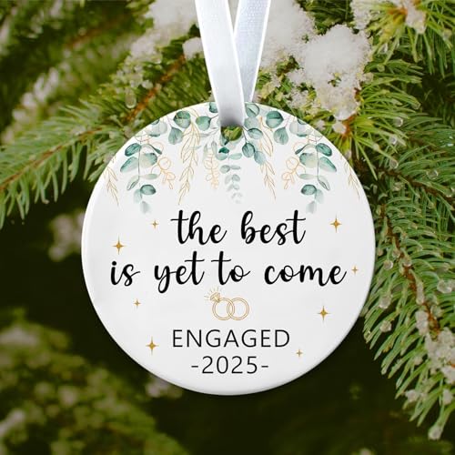 Wedding Gifts Engagement Gifts for Couples 2025 First Christmas Engaged Ornament 2025 Just Engaged Bachelorette Gift Happy Engagement Gift for Newly Engageds Couples Bride to be Her Women Fiance(5)