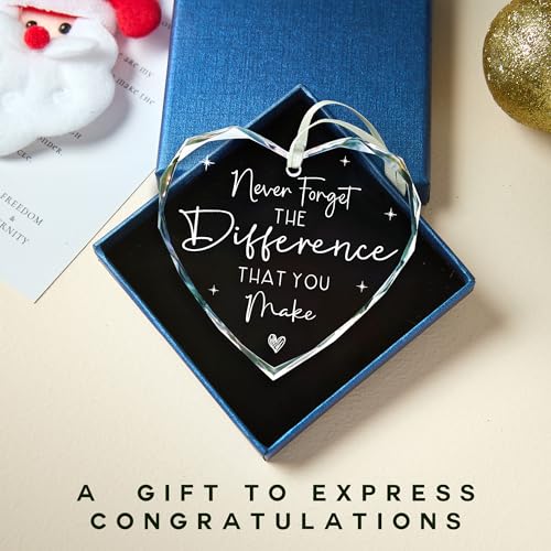 Thank You Gifts,Appreciation Gifts for Teacher,Boss, Coworkers, Manager, Mentor, Nurse, Mom, Friends,Heart-Shaped Never Forget The Difference That You Make Gifts - Christmas Ornaments