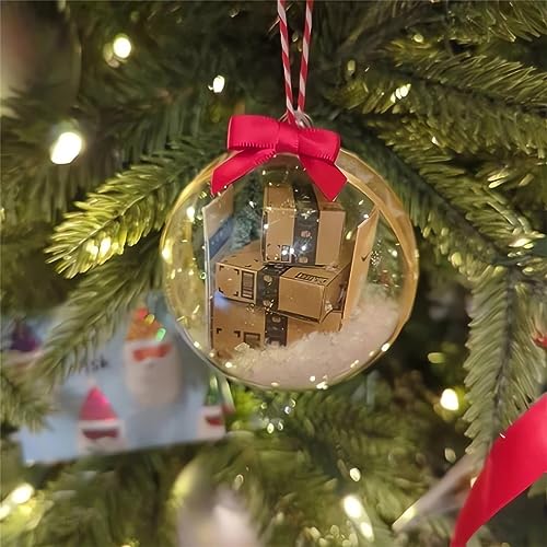 Canbebig Christmas Ornament 3.54inch Funny Ornament Ball for Christmas Tree Clear Ball Ornament Home Office Xmas Decorations Mini Gifts Box Ornament for Christmas