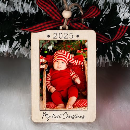 Baby's First Christmas Ornament 2025, Baby First Christmas Picture Frame Ornament, 2x3 Picture Frame Wooden Ornament, Babys First Christmas Ornament 2025 Girl, Boy, My First Christmas Ornament 2025