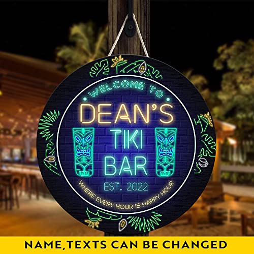 All Over Printed No Real Led Neon Tiki Bar Signs, Gettin' Freaky At The Tiki Signs, 12",18" Tiki Bar Signs, Tiki Louge, Tiki Huts, Tiki Bar, Welcome Sign, Door Signs, Bar Signs, Tiki Signs (WCS-ENNG-35068001)