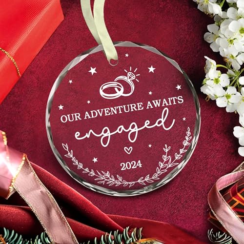 BSQUIELE Engagement Gifts for Couples Newly Engaged - Engaged Gift - Engagement Christmas Ornament 2024 - Wedding Gifts for Couples, Mr, Mrs, Him, Her - Happy Engagement Gifts for Bride, Wife