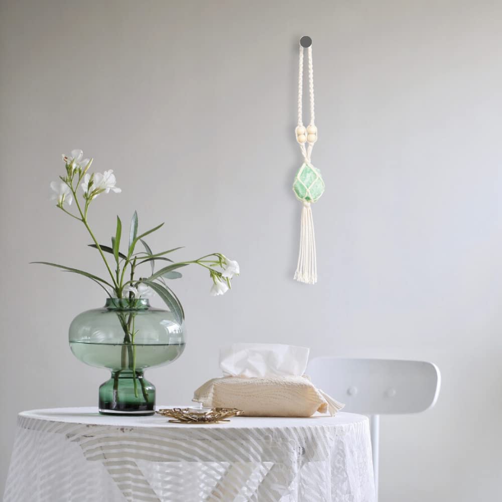 2PCS Healing Crystals Feng Shui Hanging Ornament Car Ornament Meditation Hanging Ornament Window Ornament for Home Decor (Fluorite+Rose Quartz)