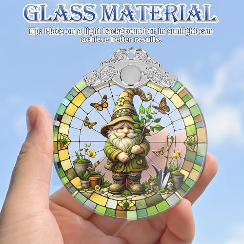 Charming Gnome Stained Glass Ornament - Christmas Tree Decor, Gnome Ornaments for Christmas