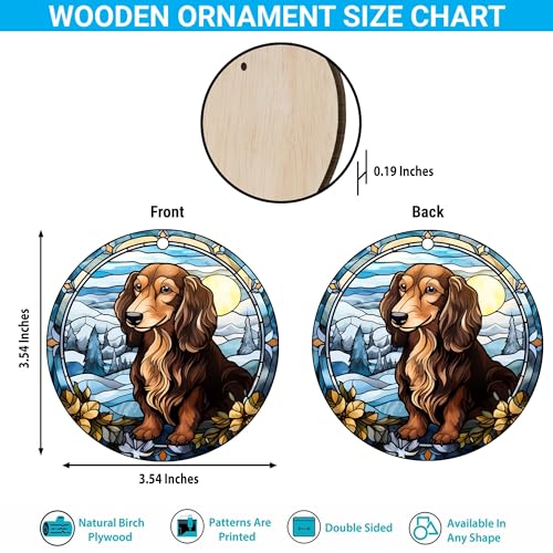 2D Flat All Over Printed, Dachshund Ornaments, Dachshund Christmas Ornaments, 2 Sides 3.5" Wood Ornament, Gift for Dachshund Lover, Christmas Decorations (Ephg-52400005)