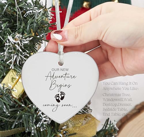 Baby Pregnancy Announcement Gifts-Promoted to Grandparents,Grandma,Grandpa,Aunt,Uncle-Baby Coming Soon-New Baby Reveal Gifts for Mom Dad Sister Brother Friends Heart Shaped Ornament