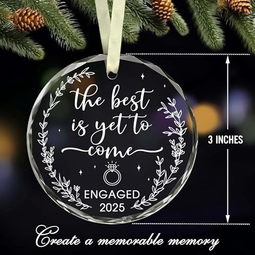 BSQUIELE Engagement Gifts for Couples 2025 - The Best is Yet to Come Glass Ornament - Gifts for Newly Engaged Couple - Happy Engagement Gifts for Bride, Groom, Him, Her - Engagement Party Decorations