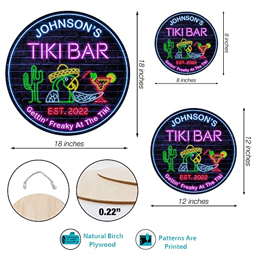 All Over Printed No Real Led Neon Tiki Bar Signs, Gettin' Freaky At The Tiki Signs, 12",18" Wood Signs, Tiki Lounge, Tiki Huts, Tiki Bar, Welcome Sign, Door Signs, Bar Signs, Tiki Signs