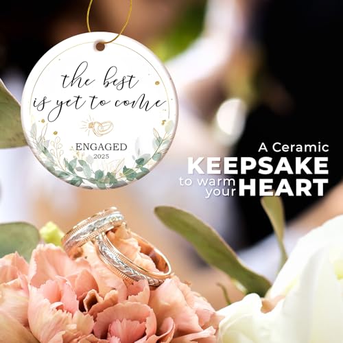 ZAGKOO Engagement Gifts for Couples 2025 - Gift for Newly Engaged Couples, Fiance, Women, Her, Bride to Be - Engagement Ornament, Just Engaged Party Gift Ideas, Christmas Decoration - Ceramic Ornament