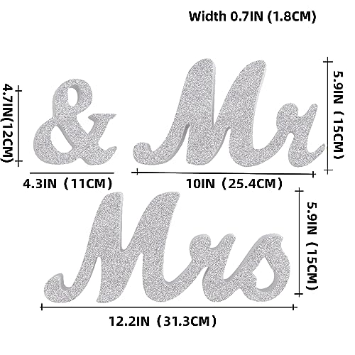 VIOPVERY Mr and Mrs Sign & Just Married Banner,Mr & Mrs Signs for Wedding Table,Large Wooden Letters for Sweetheart Table,Photo Props Wedding decorations for Anniversary,Silver