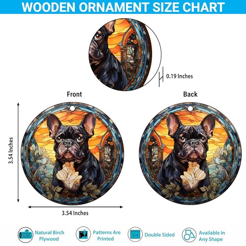 2D Flat All Over Printed, French Bulldog Ornaments, French Bulldog Christmas Ornaments, 2 Sides 3.5" Wood Ornaments, French Bulldog Christmas (EPHG-53028005)
