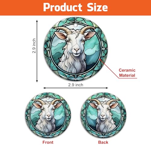 2D Flat All Over Printed, Goat Ornaments, Goat Christmas Ornaments, Goat Ceramic Ornaments, 2 Sides 2.9" Ceramic Ornaments, Gift for Farmer, Christmas Decorations (Ephg-52659003)