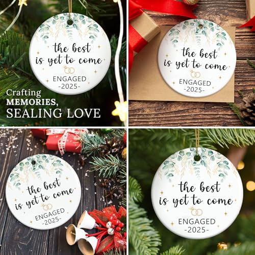 Wedding Gifts Engagement Gifts for Couples 2025 First Christmas Engaged Ornament 2025 Just Engaged Bachelorette Gift Happy Engagement Gift for Newly Engageds Couples Bride to be Her Women Fiance(5)
