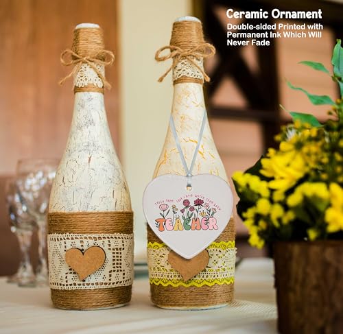 Floral Teacher Appreciation Gifts,Teach Them Love Them Watch Them Grow,Teacher Gifts,Thank You Gifts for Teachers,Teachers Appreciation Week Gifts, for Teacher-Heart Shaped Ornament