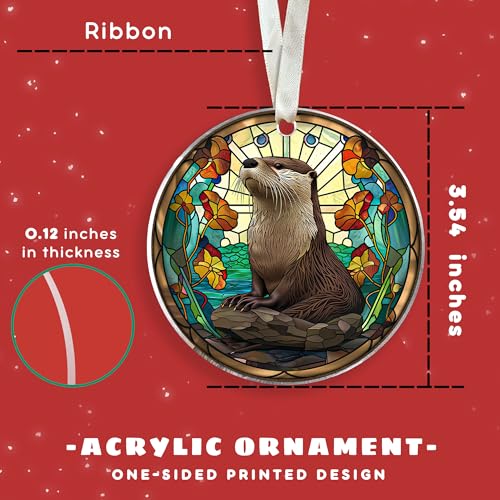 Otter Christmas Ornament - Animal Christmas Ornaments, Otter Ornaments for Tree - Acrylic Ornament