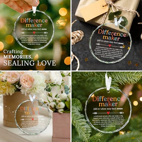 Difference Maker - Appreciation for Women - Coworker Appreciation - Thank You Gifts, Inspiration Gifts for Women Boss Coworker Manager Teacher Nurse Mom Friend - Glass Christmas Ornament
