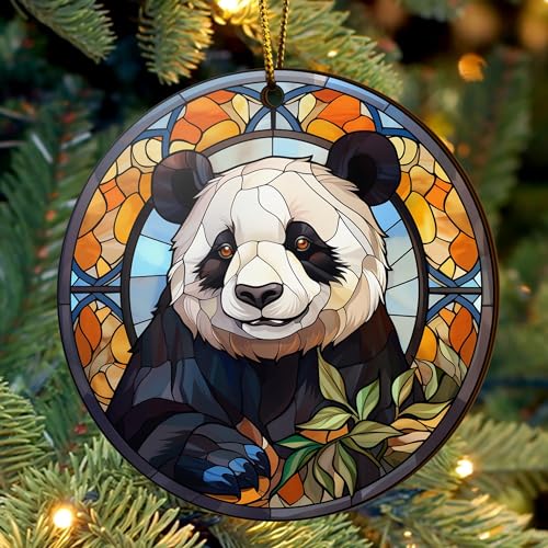 2D Flat All Over Printed, Panda Ornaments, Panda Christmas Ornaments, Panda Ornaments for Christmas Tree, 2 Sides 3.5" Wood Ornament, Gift for Panda Lover (Ephg-52650001)