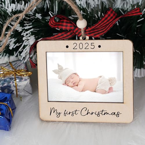Babys First Christmas Ornament 2025, Baby First Christmas Picture Frame Ornament, 2x3 Picture Frame Wooden Ornament, Babys First Christmas Ornament 2025 Girl, Boy, My First Christmas Ornament 2025