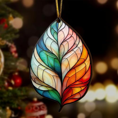 2D Flat All Over Printed, Maple Leaf Ornaments, Leaves Christmas Ornaments, 2 Sides 3.5" Wood Ornament, Seasonal Decor, Christmas Tree Hanging (Ephg-52492010)