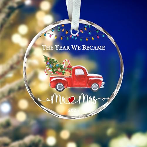 Wedding Ornament 2025,Wedding Gifts for Newlyweds, Our First Christmas Married Ornament 2025, Bridal Shower Gifts, The Year We Became Mr and Mrs Ornaments