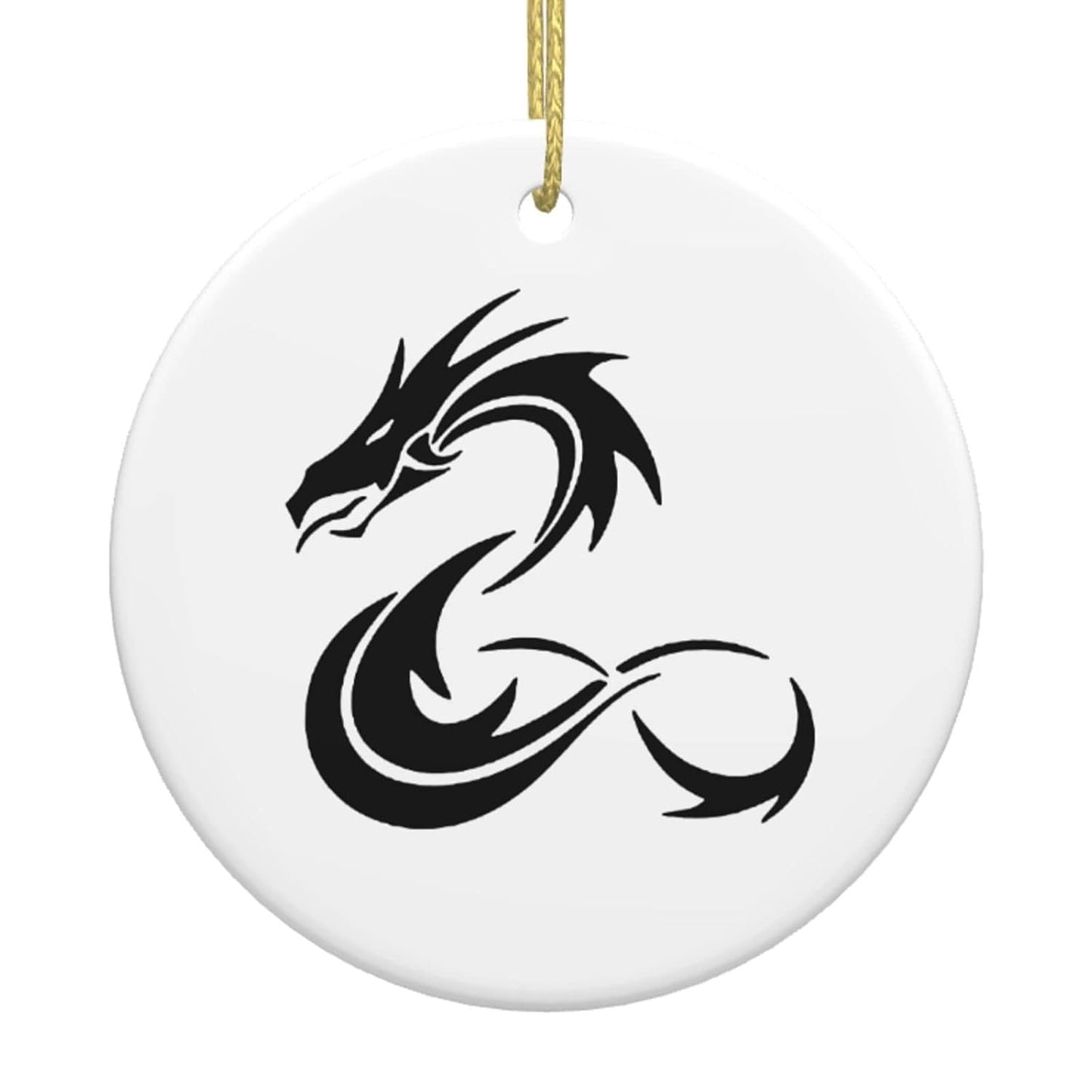 Black Dragon Christmas Ornament Round Ceramic Ornament Pendant Christmas Tree Ornament Hanging Ornament Souvenir Decoration Gift