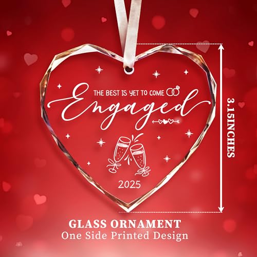 Engagement Gifts for Couples,- Engagement Gifts for Her,Women, Friends, Bride to Be Gifts, Glass Engagement Gift, First Christmas Engagement Ornaments 2025