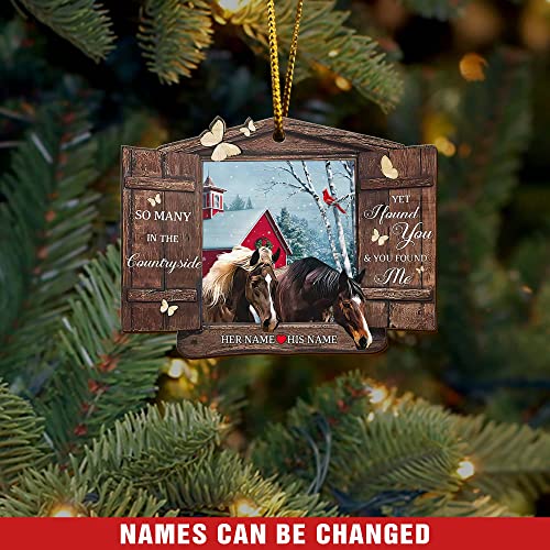 All Over Printed Horse Ornament, Christmas 2022 Tree Decoration, 3.5" Wood 2 Sided, Gift for Her, Horse Lover (10)