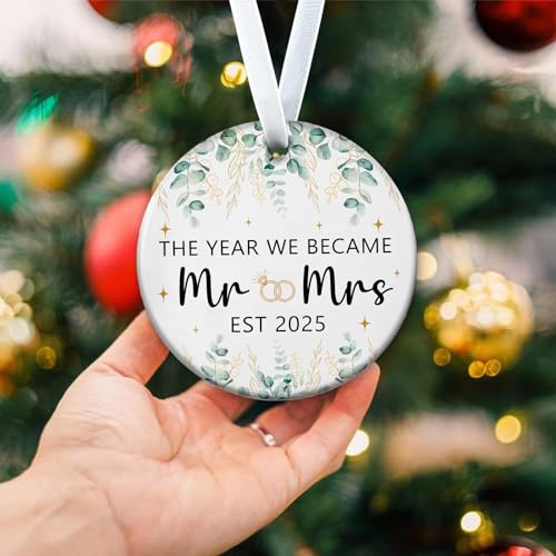 Wedding Gifts Engagement Gifts for Couples 2025 Bridal Shower Gift Mr and Mrs First Christmas Married Ornament 2025 Just Married Gift for Newlywed Couple Bride Her Women Friends(4)