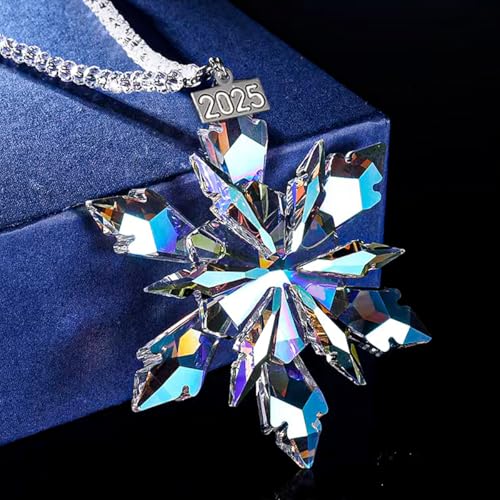 2025 Annual Edition Crystal Christmas Ornaments, Snowflake Star Ornaments for Christmas Tree, Beautiful Colorful Ornament Gifts for Family Friends