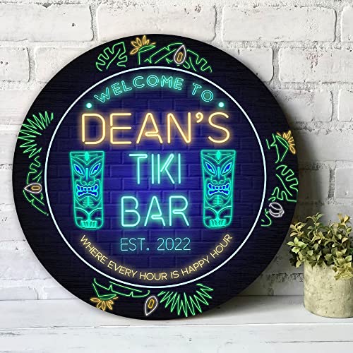 All Over Printed No Real Led Neon Tiki Bar Signs, Gettin' Freaky At The Tiki Signs, 12",18" Tiki Bar Signs, Tiki Louge, Tiki Huts, Tiki Bar, Welcome Sign, Door Signs, Bar Signs, Tiki Signs (WCS-ENNG-35068001)
